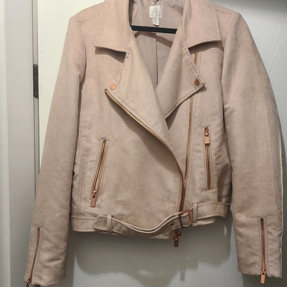 Suede Moto Jacket, Blush with rose gold hardware by LC  Size 16